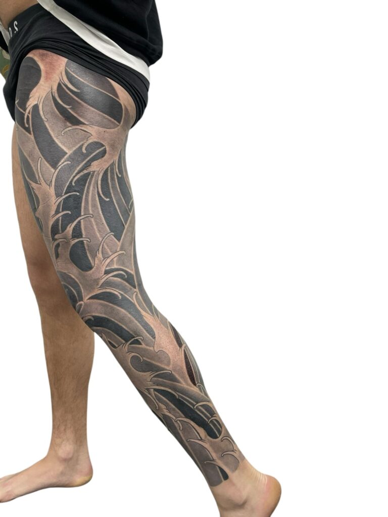 Japanese Leg Sleeve Side View tattoo, Perth Western Australia