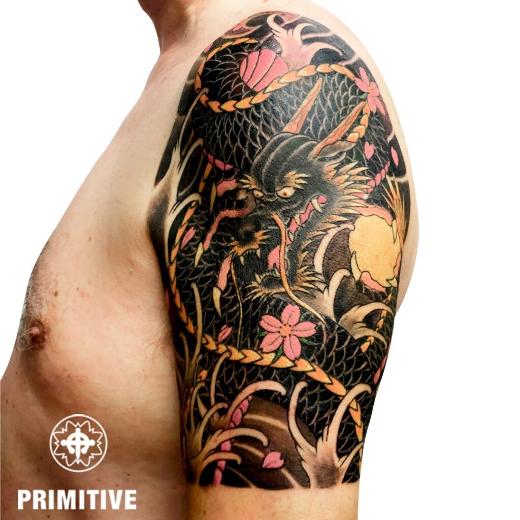 Japanese Koi Half Sleeve with Cherry Blossom tattoo, Australia