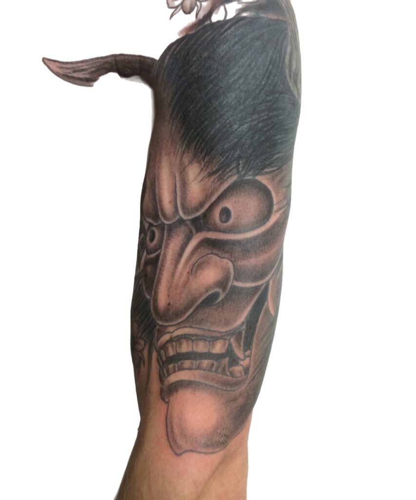 Japanese Hannya Mask Sleeve tattoo, Australia